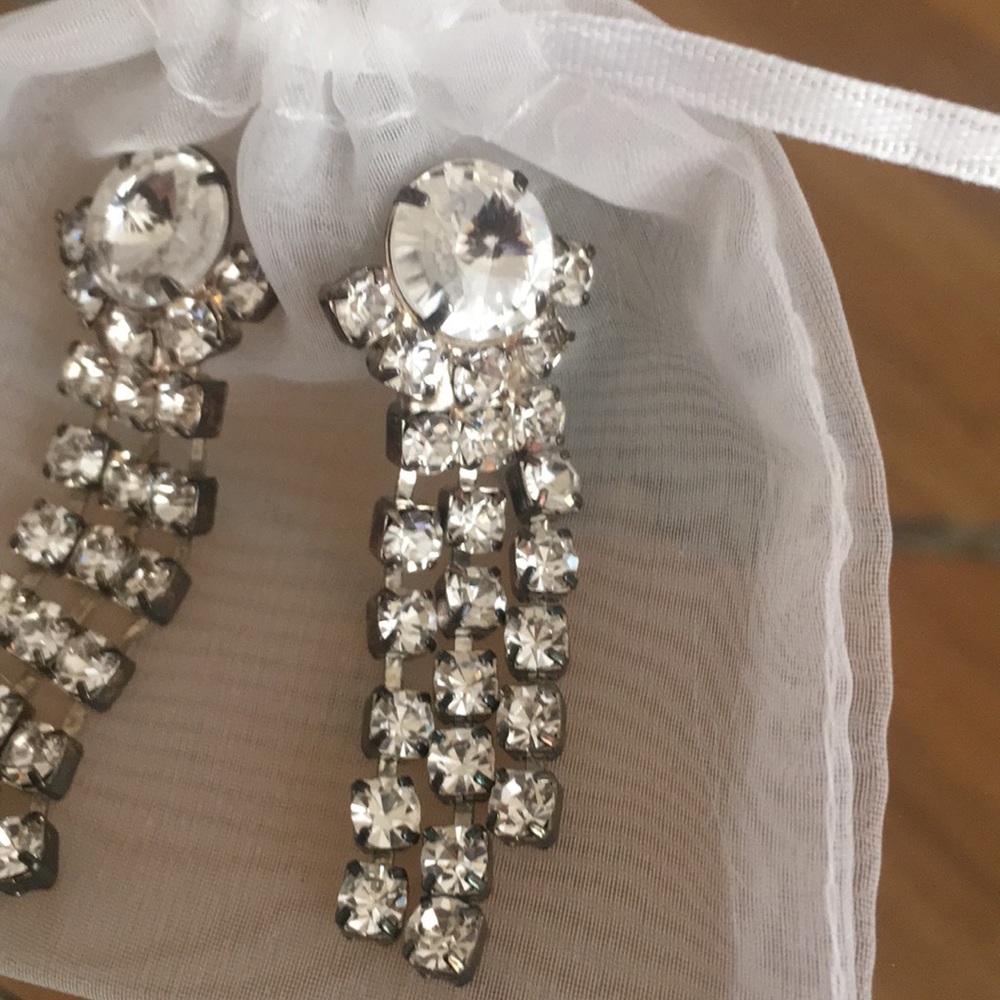 Crystal Dangle Pierced Earrings - Picture 2 of 4